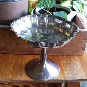 Mid-Century Silver Plate Pedestal | Vintag